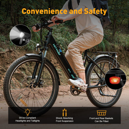 Hitway BK18 2025 Version 250W 27.5" Electric Trekking Bike 36V 12Ah Battery Hybrid Touring E-Bike