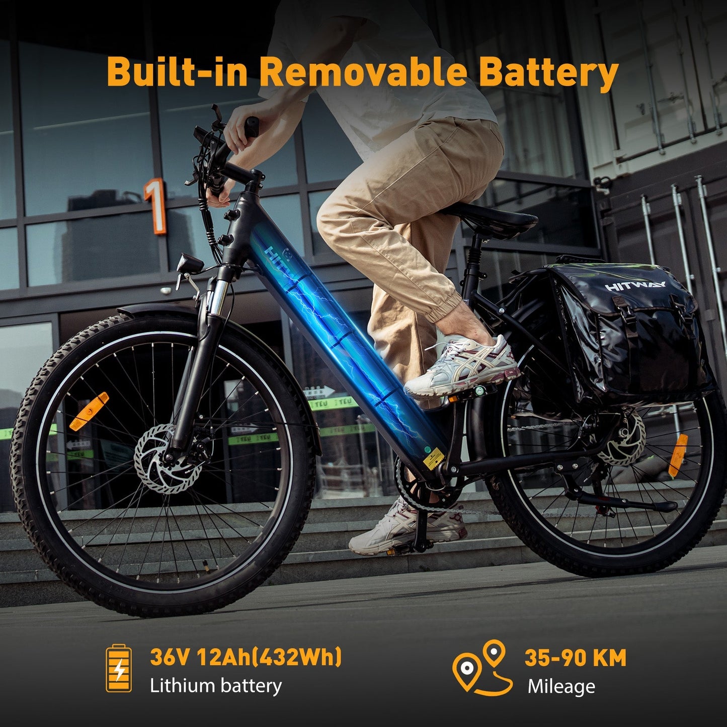 Hitway BK18 2025 Version 250W 27.5" Electric Trekking Bike 36V 12Ah Battery Hybrid Touring E-Bike