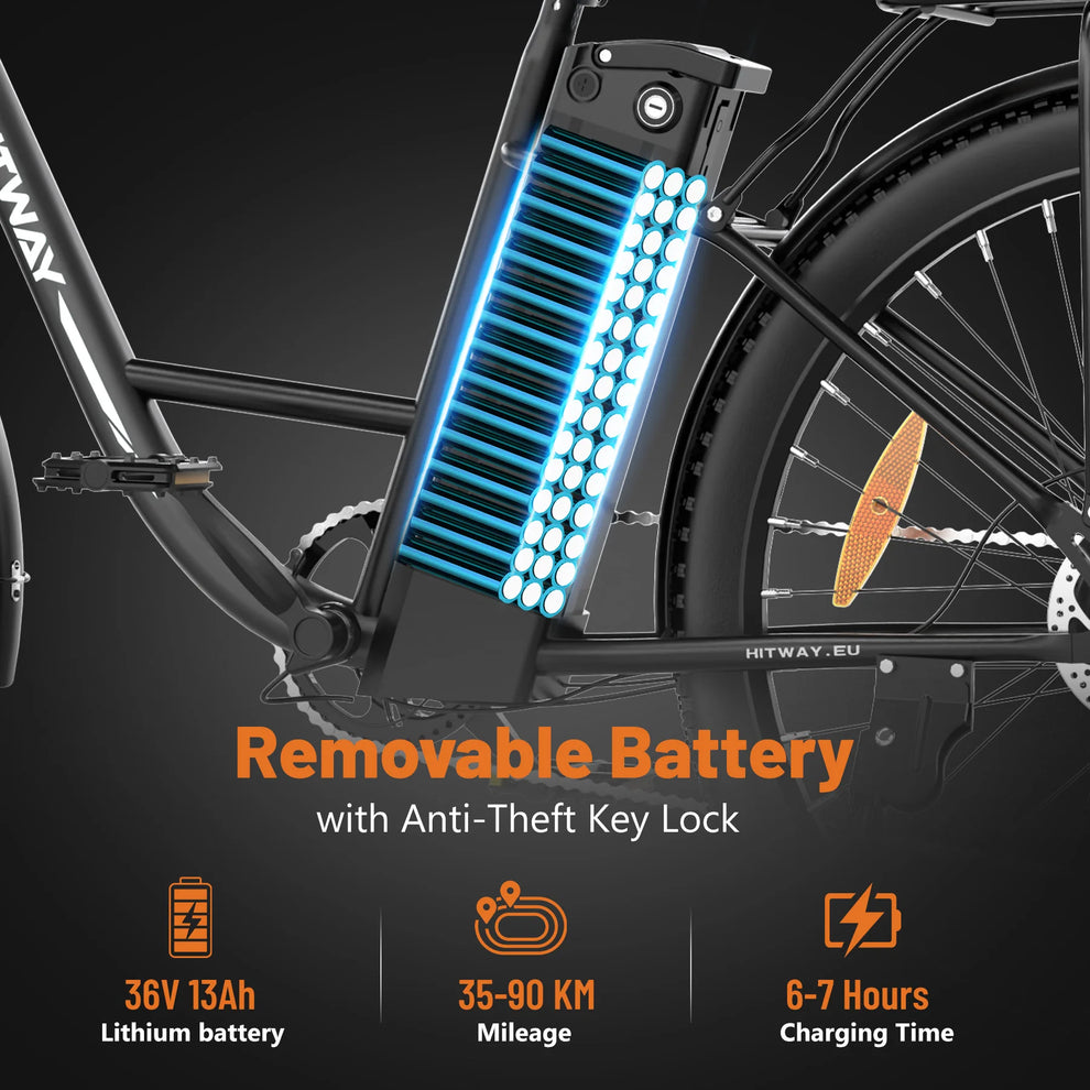 Hitway BK31 2025 Version 250W 28" Step-Through City Electric Bike 36V 13Ah Battery Classic Urban Ride