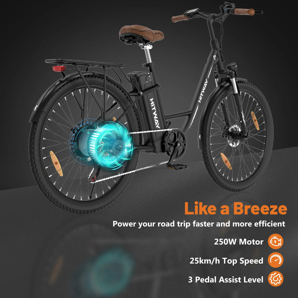 Hitway BK31 2025 Version 250W 28" Step-Through City Electric Bike 36V 13Ah Battery Classic Urban Ride