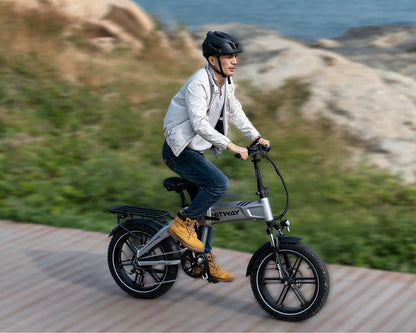 Hitway BK36 2025 Version 250W 20" Fat Tire Foldable Electric Bike 48V 10.4Ah Battery All-Terrain City Explorer