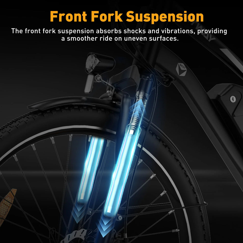Hitway BK27 2025 Version 250W 28" Trekking Electric Bike 36V 12Ah Battery City Hybrid with Spoked Wheels