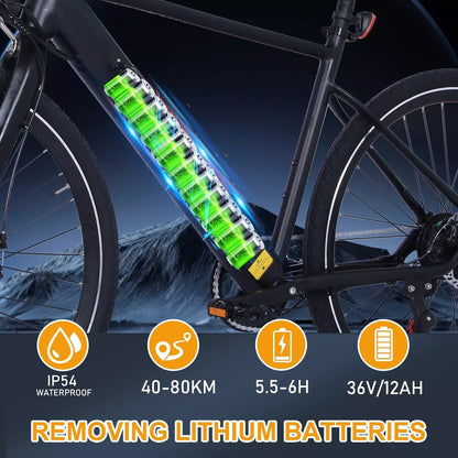 Hitway BK19 2025 Version 250W 700C Road Electric Bike 36V 12Ah Battery Lightweight Commuter E-Bike