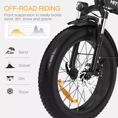 Hitway BK10S 2025 Version 250W 20" Fat Tire Foldable Electric Bike 48V 12Ah Battery All-Terrain E-Bike