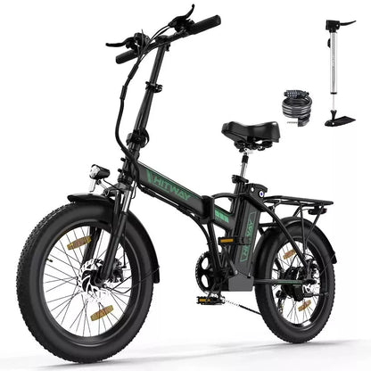 Hitway BK11 2025 Version 250W 20" Foldable Electric Bike 36V 12Ah Battery Compact Step-Through Commuter E-Bike