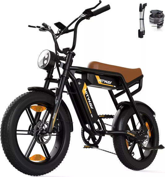 Hitway BK29S 2025 Version 250W 20" Fat Tire Dual Battery E-Bike 48V 13Ah*2 Integrated Wheel Long Range Beast