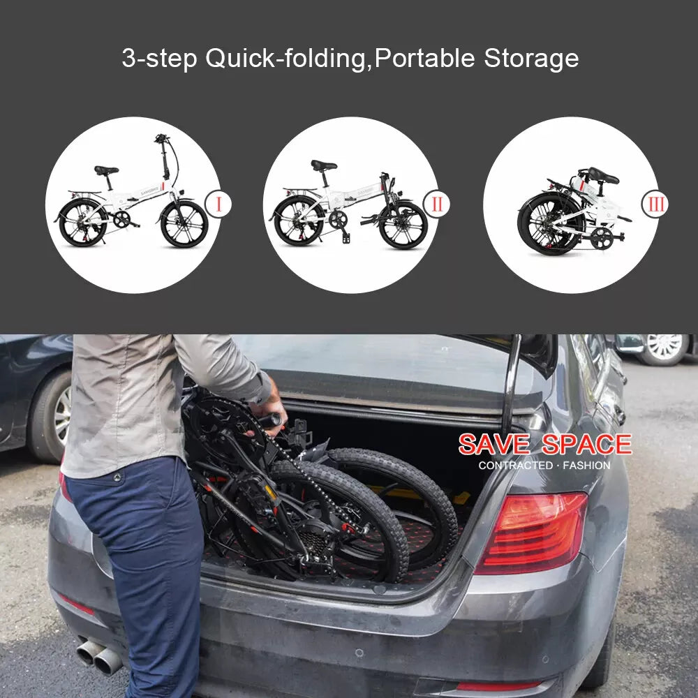 SAMEBIKE 20LVXD30-II 20-Inch Folding E-Bike, 48V 10AH, 350W, Magnesium Alloy Rim