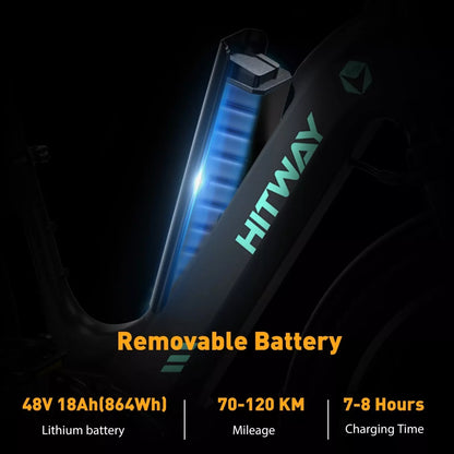 Hitway BK16 2025 Version 250W 26" Fat Tire City Cruiser E-Bike 48V 18Ah Battery Step-Through Comfort Ride