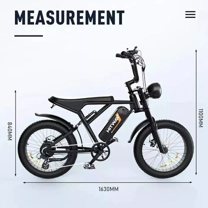 Hitway BK29 2025 Version 250W 20" Fat Tire Electric Moped Style E-Bike 48V 15Ah Battery Retro Urban Cruiser