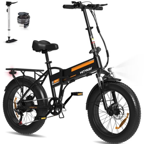 Hitway BK10SP 2025 Version 250W 20" Fat Tire Foldable Electric Bike 48V 13Ah Battery Enhanced Range Off-Road Ride
