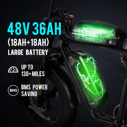 SAMEBIKE M20-III 20-Inch 2000W Fat Tire Electric Bike, 48V 32AH, Hydraulic Brakes